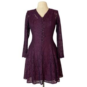Marnie West‎ VTG 90s Purple Lace Dress Sz 6 Whimsigoth Fairy Grunge Vampy Goth